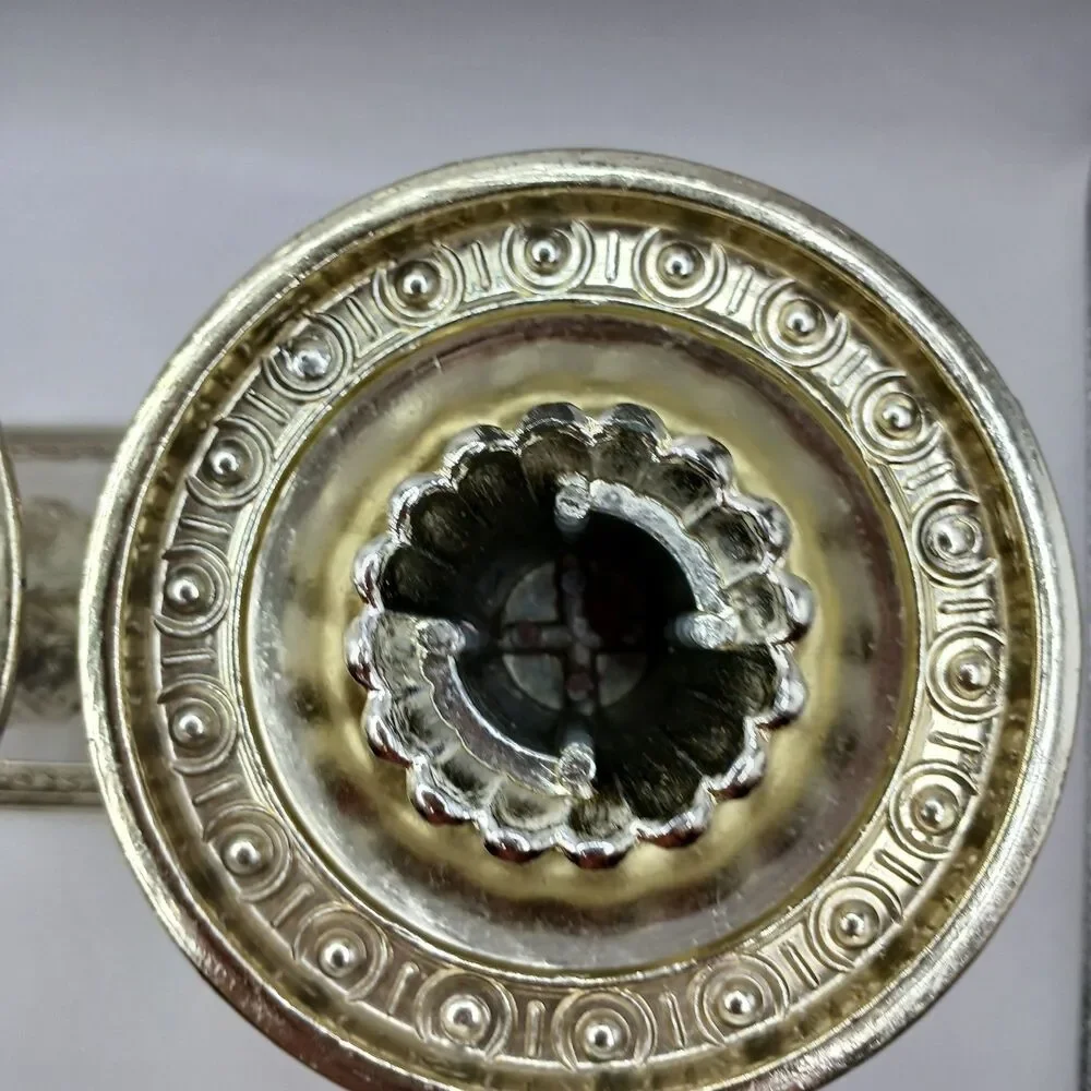 MCM Candle Holders Italian Marble Base Dilly Mfg Co. Gold Hollywood Regency 9